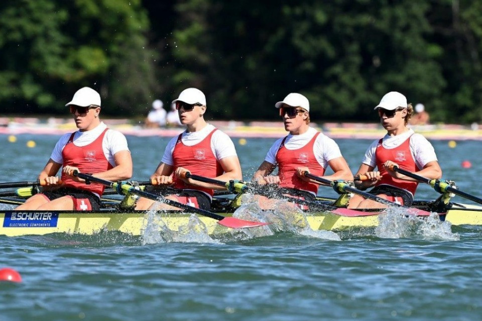 Il 4 di coppia U19 rossocrociato con il luganese Sebastiano Wicki, vincitore oggi della finale B