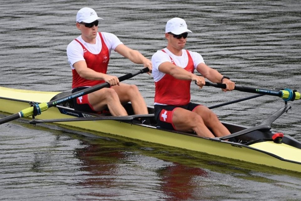 Il due senza di Nicolas Chambers e Séric Critchley in corsa per il titolo iridato
