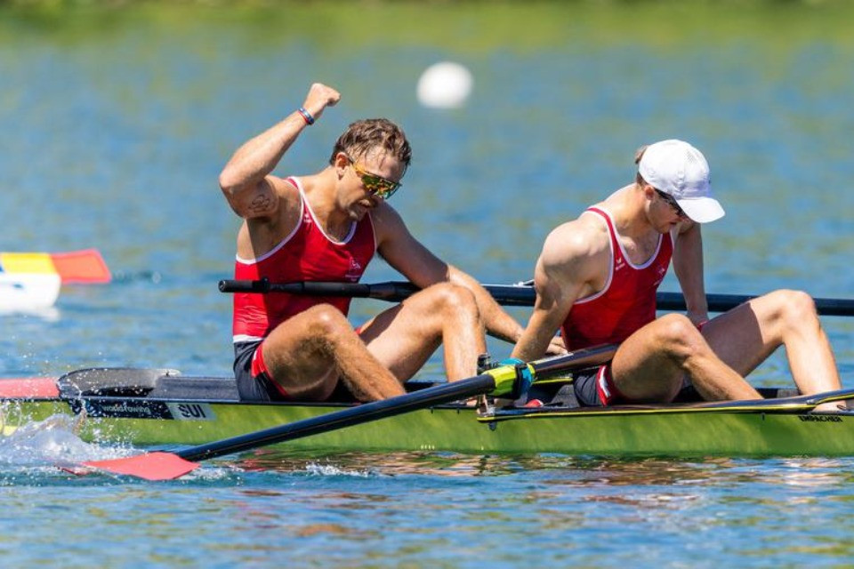 La gioia di Jonah Plock e Patrick Brunner al termine della finale