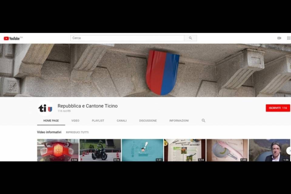 L'Amministrazione cantonale sbarca su Youtube