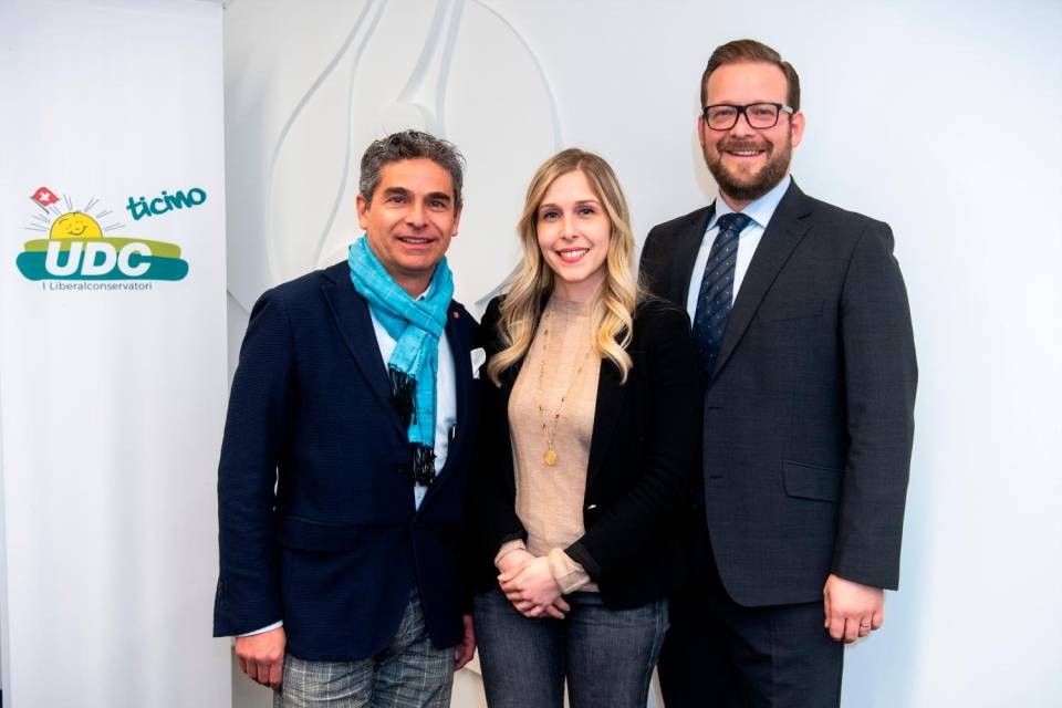Da sinistra i tre candidati Tiziano Galeazzi, Raide Bassi e Alain Bühler. © CdT/Gabriele Putzu