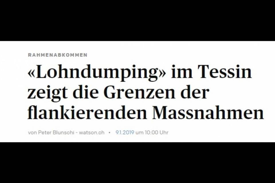 "Il dumping in Ticino mostra i limiti delle misure di accompagnamento"