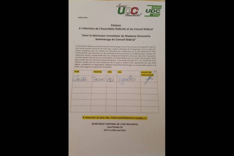 "Sommaruga a casa", l'UDC lancia la petizione