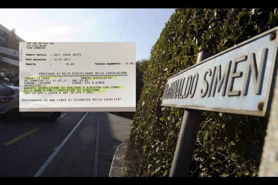 Locarno: ciclista multato "per non aver messo la freccia"
