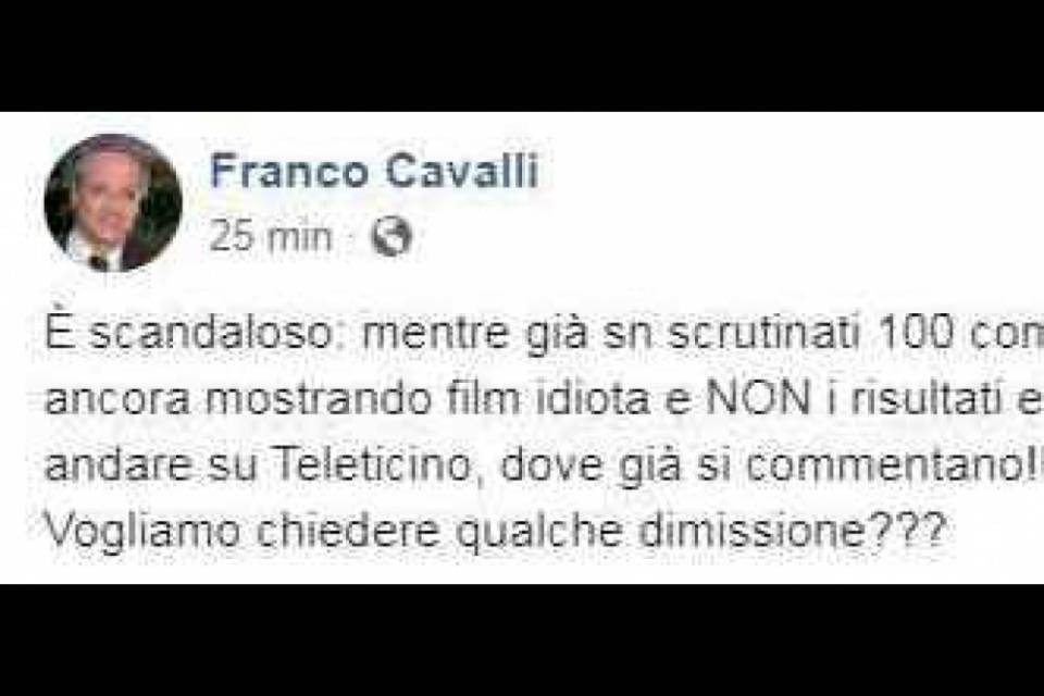 Cavalli: "Ballottaggio: e la RSI dov'è?"