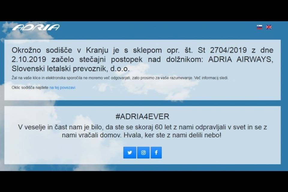 L'amaro addio di Adria: "Grazie per aver volato con noi"