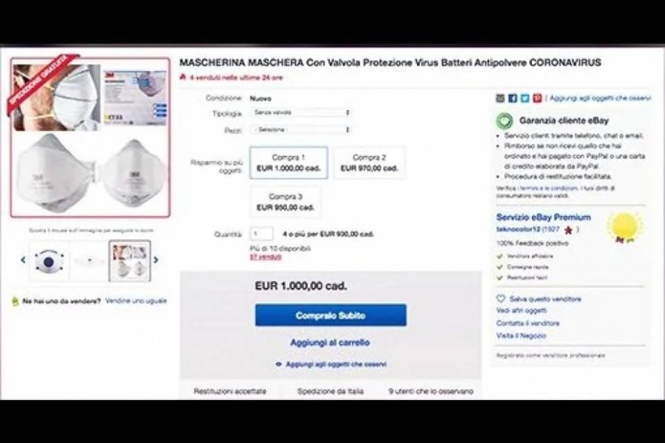 Follia in Italia, mascherine vendute fino a 5mila euro