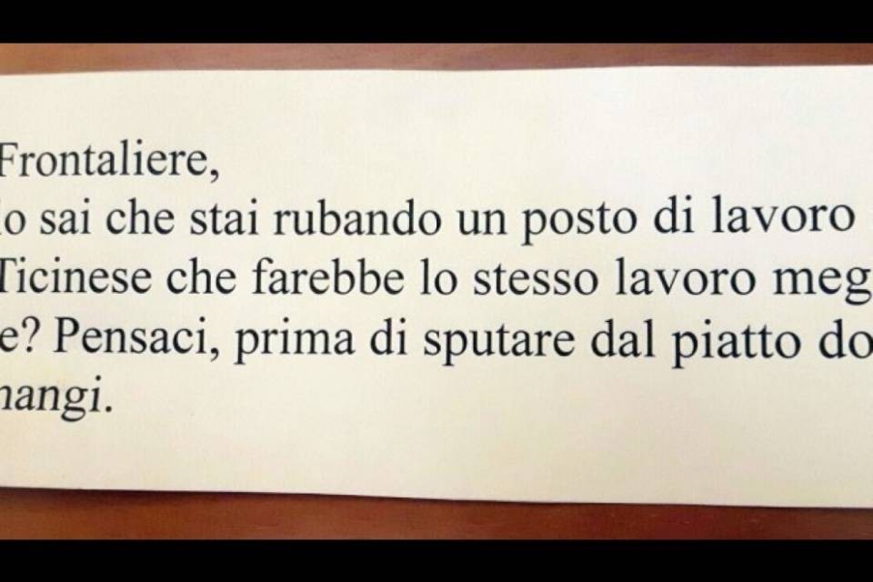 "Stai rubando il lavoro a un ticinese"