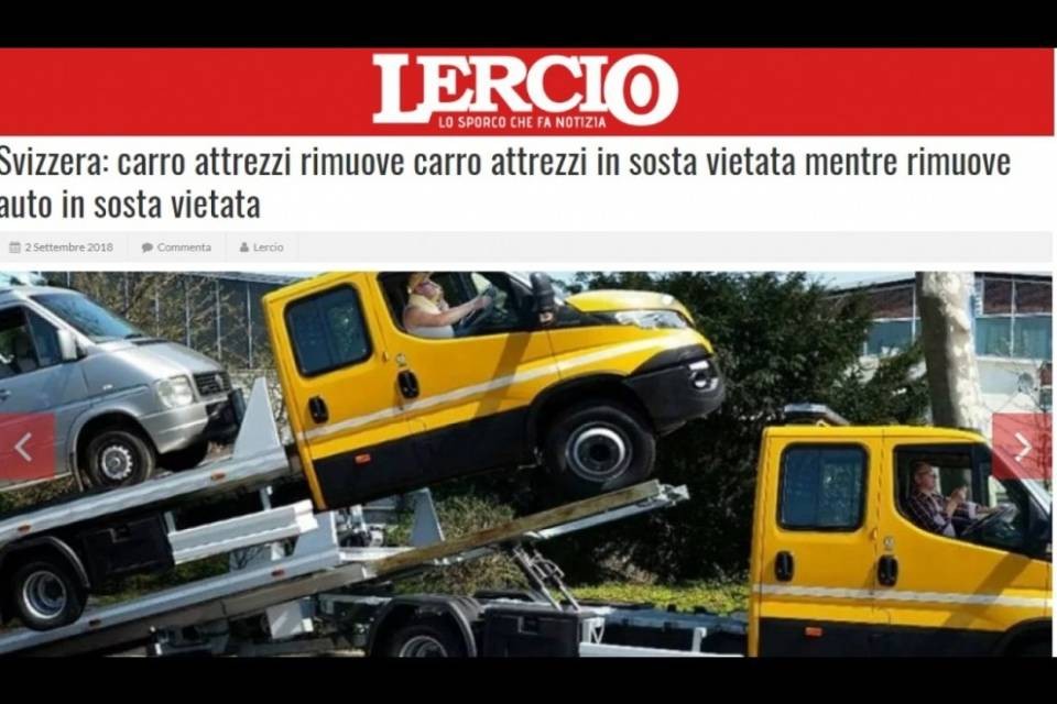"Svizzera: Carro attrezzi rimuove carro attrezzi mentre rimuove..."