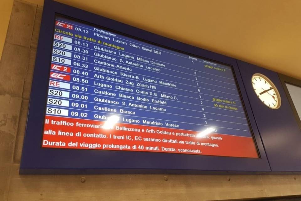 Disagi al traffico ferroviario tra Bellinzona e Arth Goldau