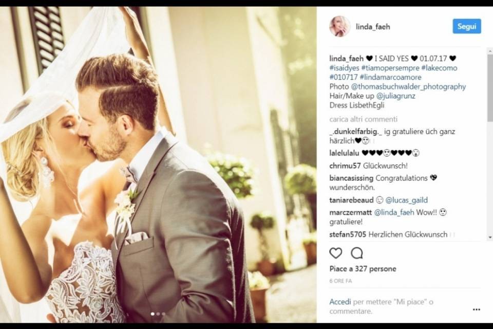L'ex Miss Svizzera Linda Fäh si è sposata in Italia