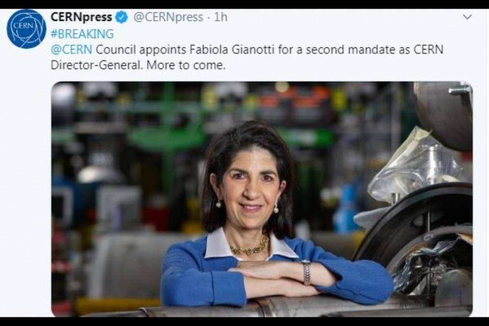 Fabiola Gianotti riconfermata alla guida del CERN