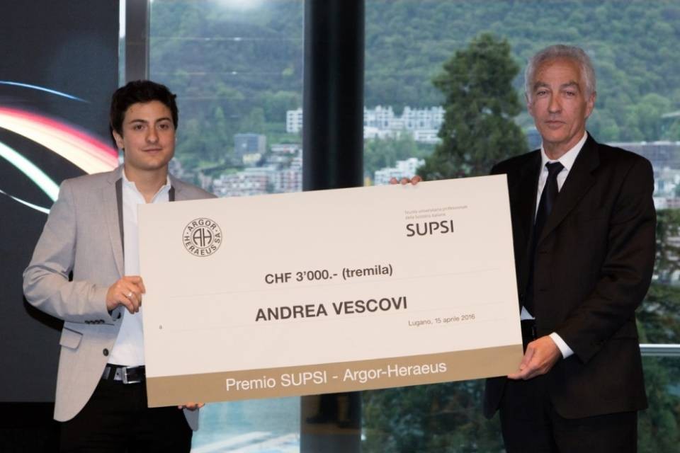 Argor-Heraeus premia studente SUPSI