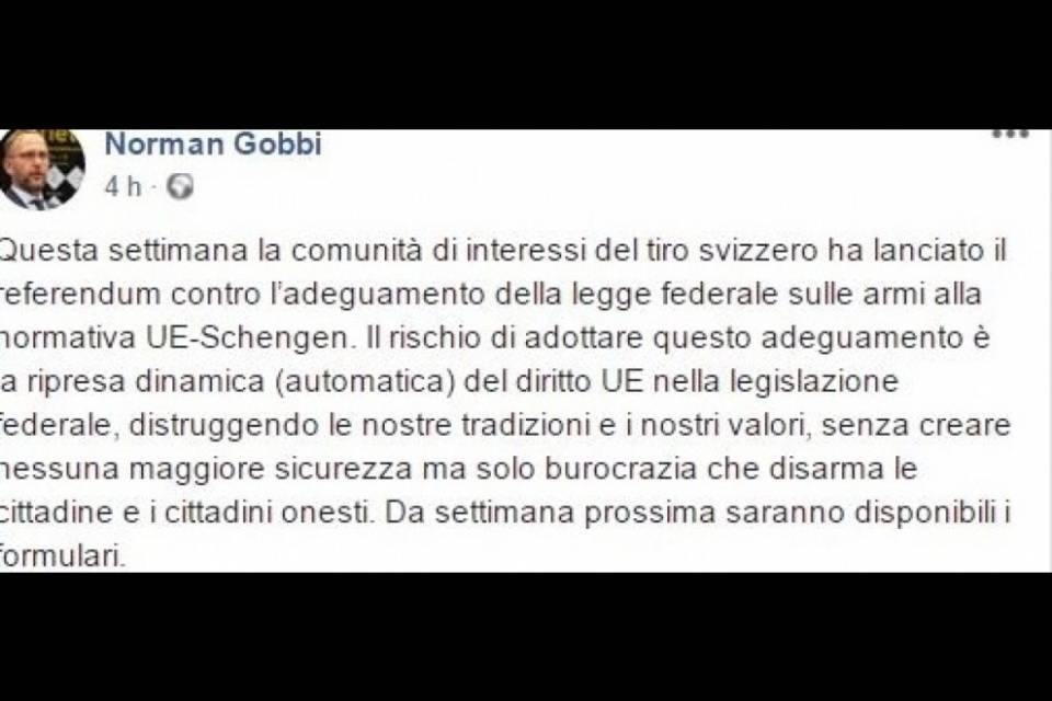 Anche Gobbi contrario alla direttiva UE sulle armi