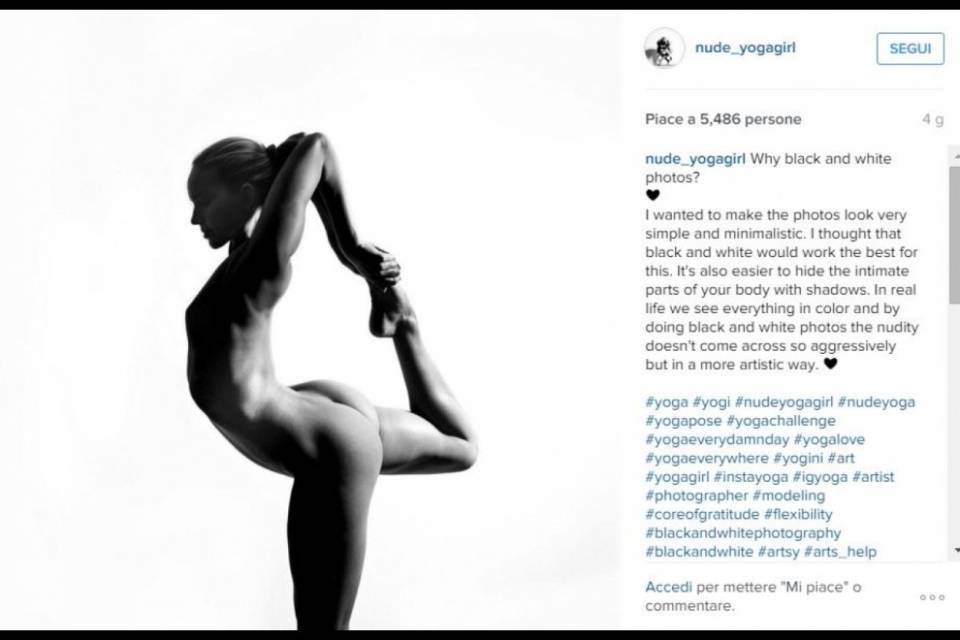 Lo yoga senza veli sbarca su Instagram