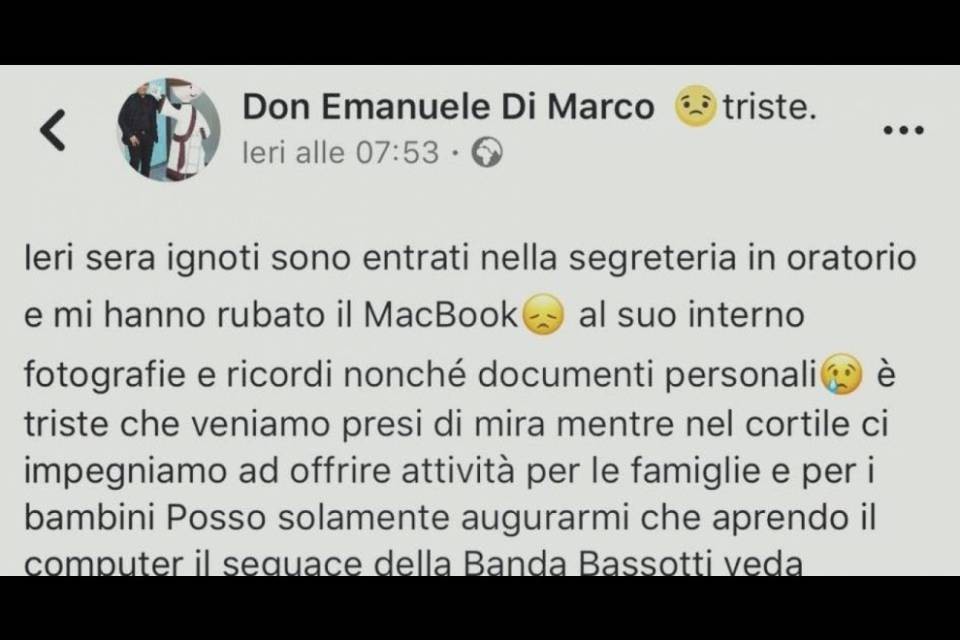 Matteo Pelli: "Aiutiamo Don Emanuele a ritrovare il PC"