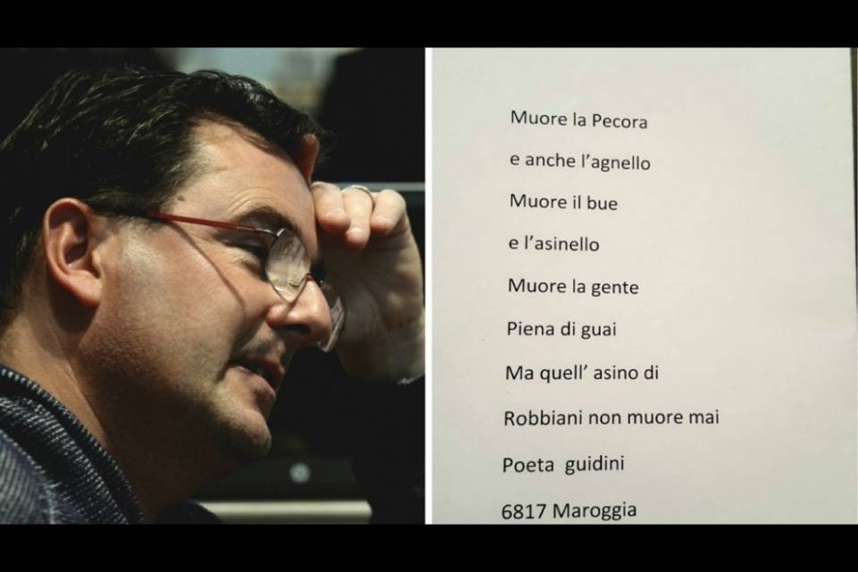 Un "poeta" minaccia Massimiliano Robbiani