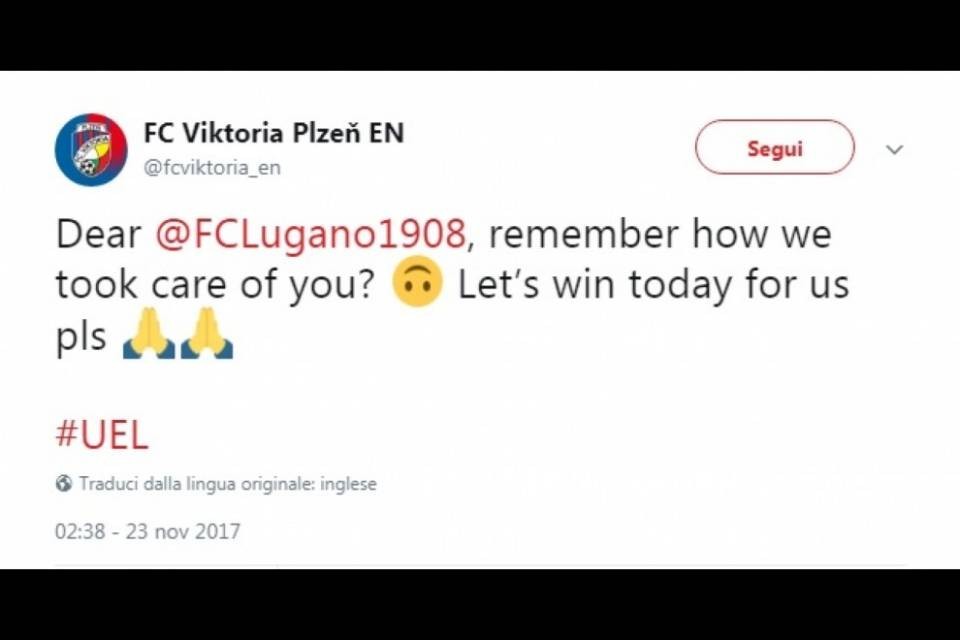 "Caro Lugano, ricordati di noi e vinci stasera!"