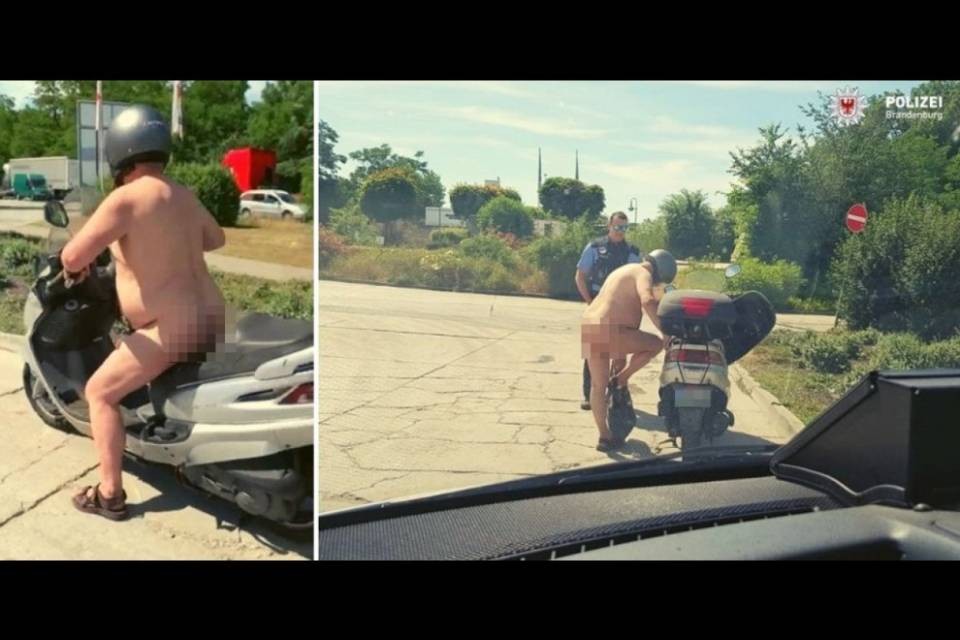 Fermato dalla polizia totalmente nudo sullo scooter: "Avevo caldo"