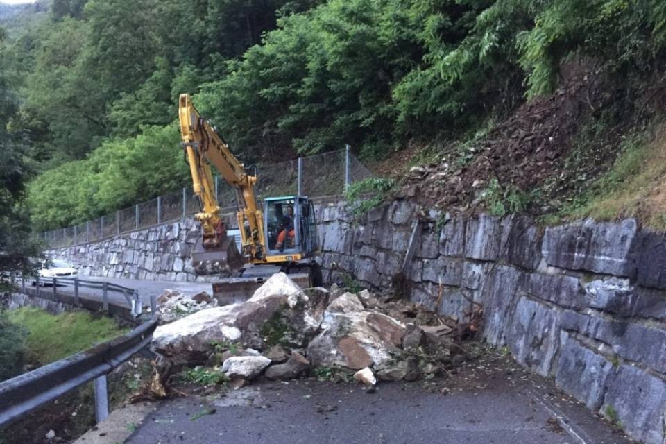 Crollo roccioso in zona Calezzo Centovalli