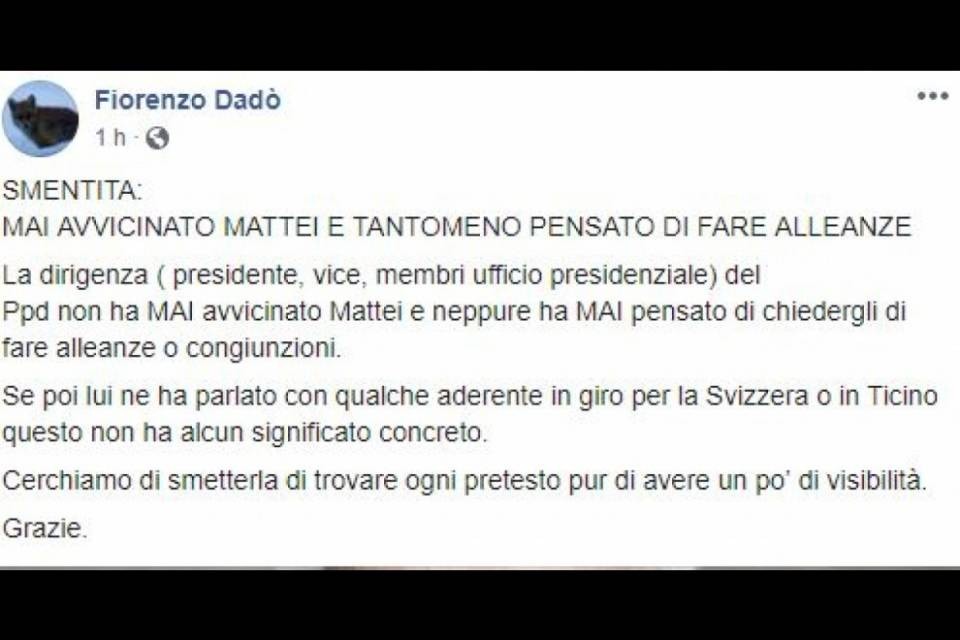 Dadò replica a Mattei: "Non l'abbiamo mai avvicinato"