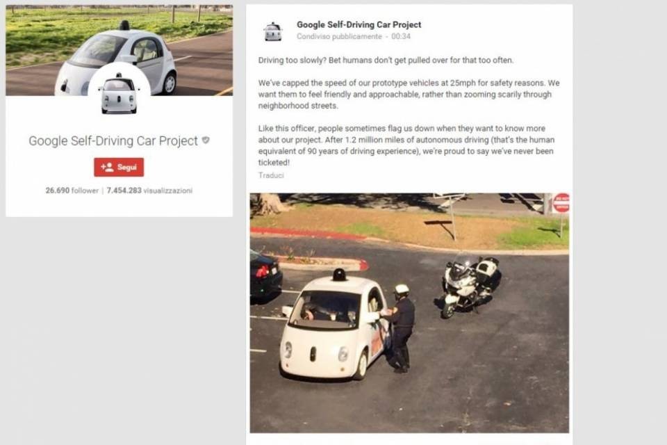 USA, la polizia ferma la Google Car che guida da sola