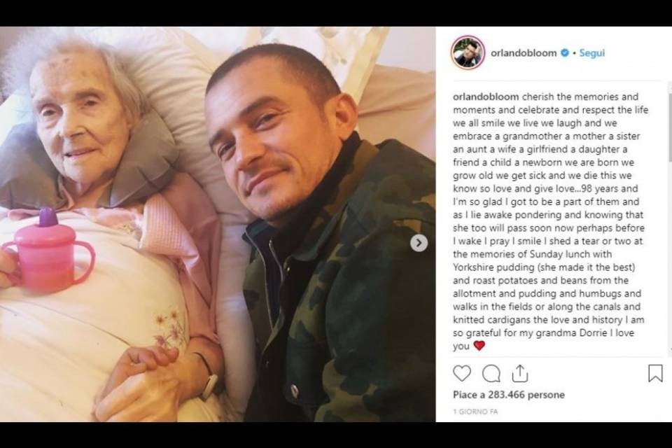 L'affetto di Orlando Bloom per la nonna che sta morendo