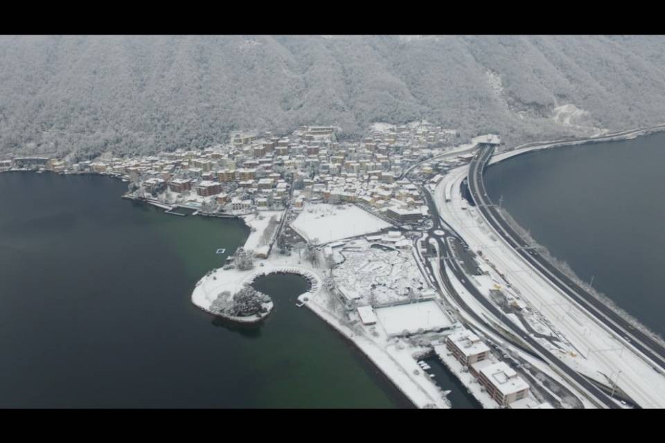 Il Ticino imbiancato visto dal drone