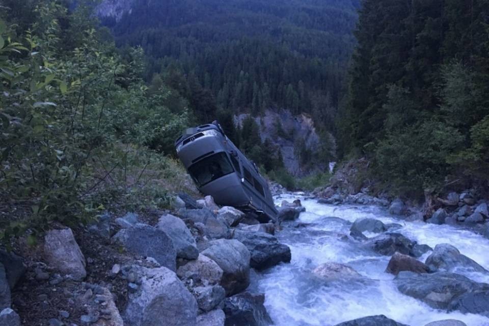 Camper finisce nel fiume