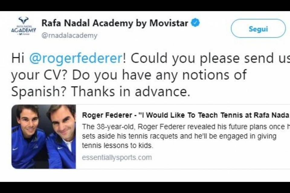 Federer: "Vorrei insegnare tennis nella scuola di Nadal"