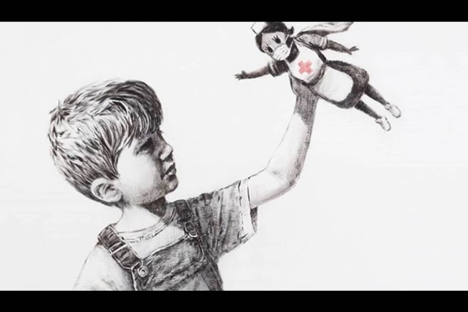L'omaggio di Banksy a medici e infermieri