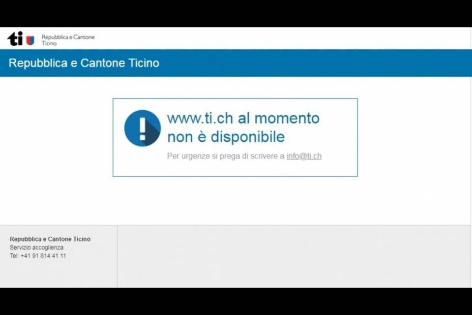 Offline il sito del Cantone