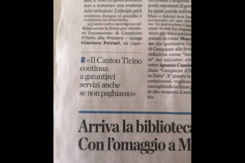"Il Ticino ci garantisce servizi anche se non paghiamo"
