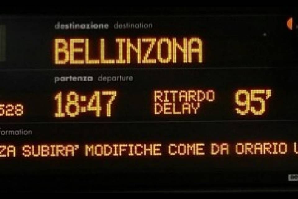 "Il treno per Bellinzona è in ritardo di 95 minuti"