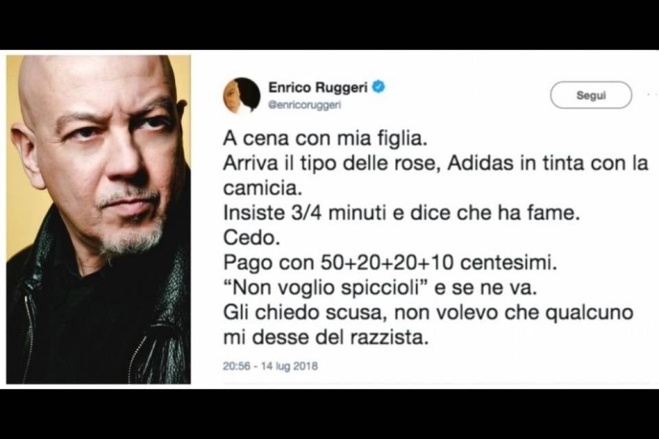 Ruggeri: "Ho dato un euro a un venditore di rose, ma non voleva monete"