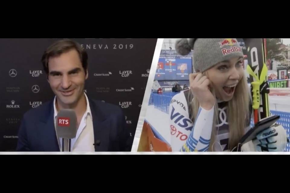 Federer sorprende Lindsey Vonn