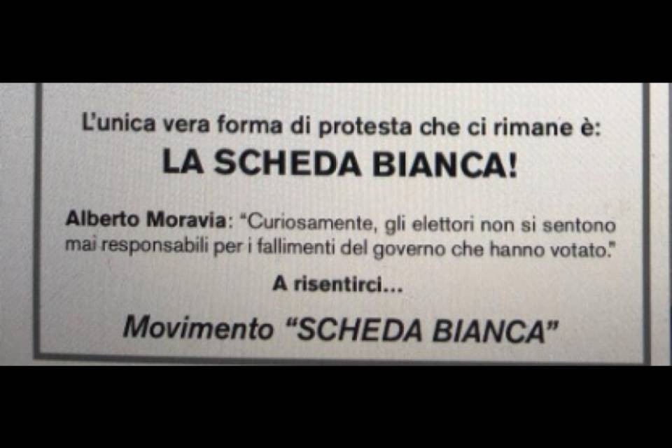 "Cittadini, votate scheda bianca"