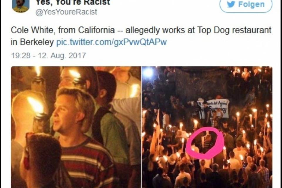 Neonazi perde il lavoro dopo la marcia di Charlottesville