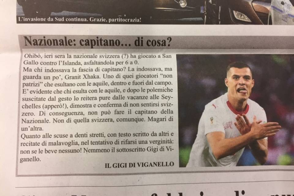 "Xhaka non può fare il capitano"