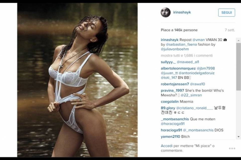 Irina Shayk seduce su Instagram