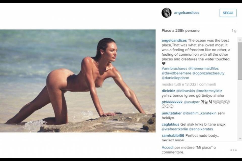 Candice su Instagram senza veli
