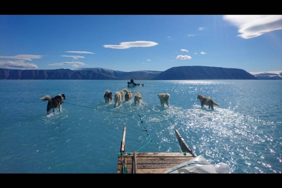Ghiaccio addio, la slitta scivola...sull'acqua