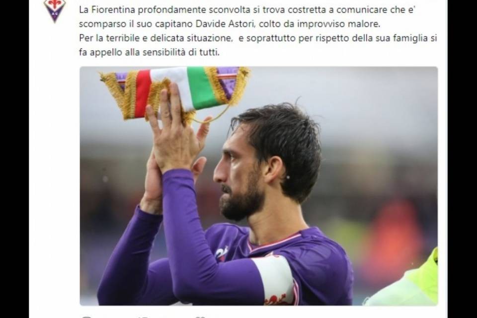 Gaffe dello speaker per il minuto di silenzio per Astori, licenziato in tronco