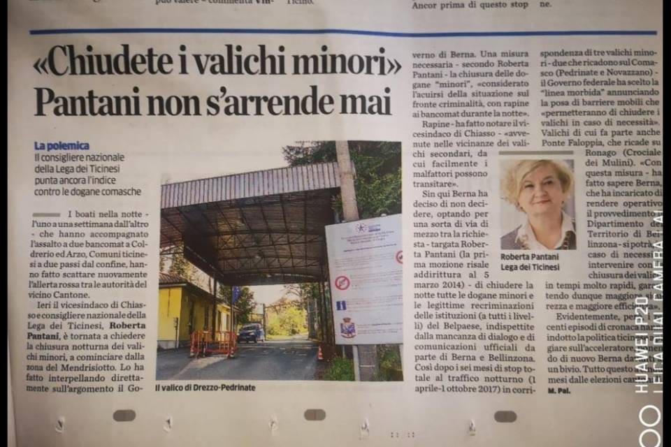 Chiusura dei valichi, "Pantani non s'arrende mai"